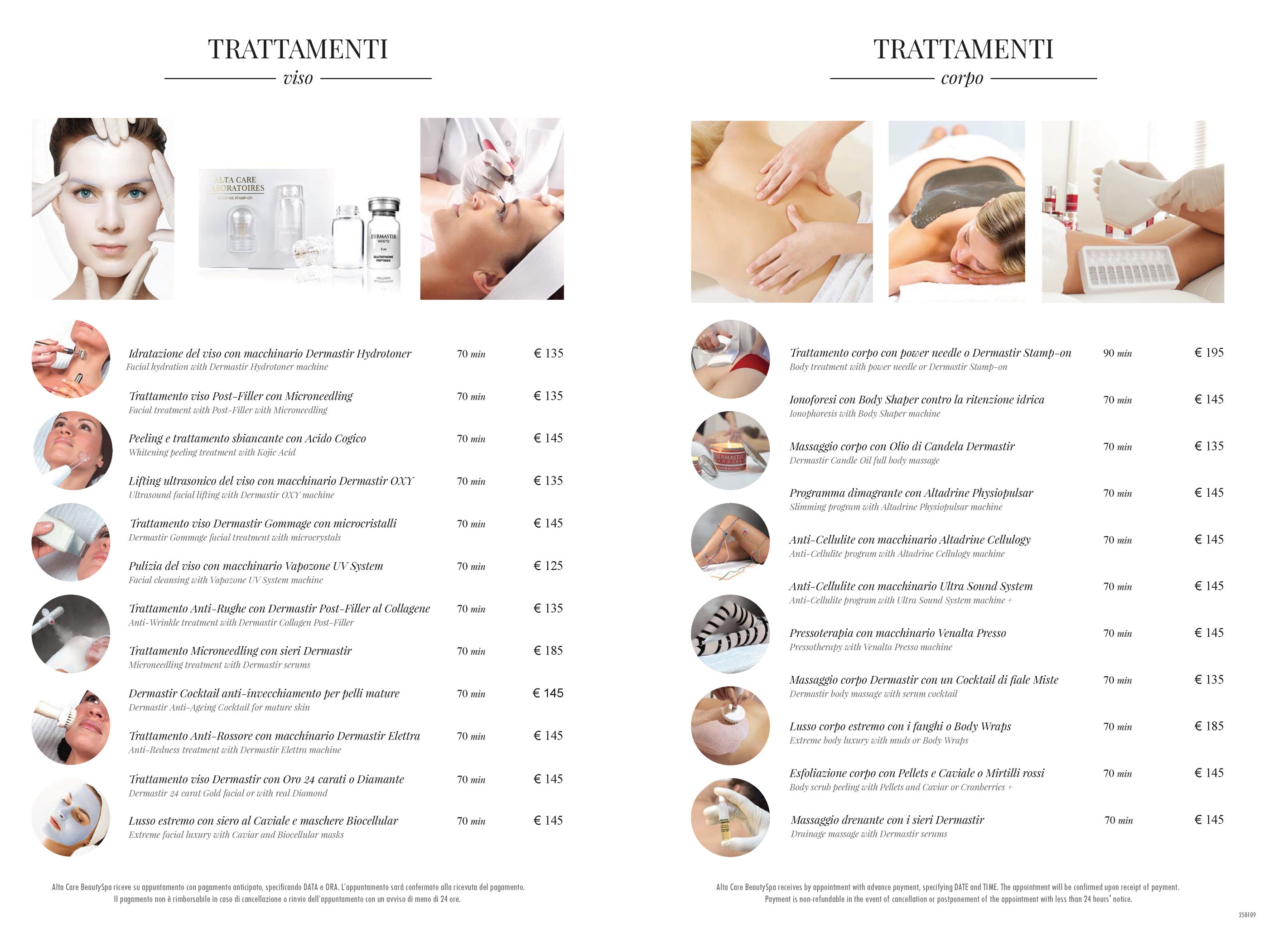 PRICE LIST  Alta Care Beauty Spa